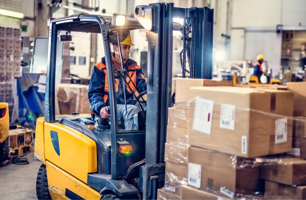 Moving a mixed pallet of freight for distribution.